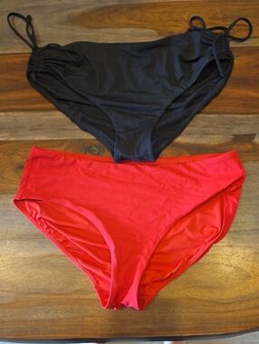 CRZ Yoga -Black & Red Bikini Bottoms - Classic Swim Briefs
